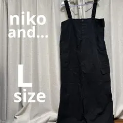 黒 サロペットワンピース コットン混紡　r134