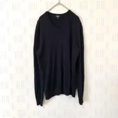 【ユニクロUNIQLO】カシミヤ混Vネックセーター　M ブラック　シンプル　薄手