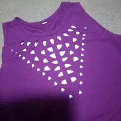 JAZZERCISE パープル タンクトップS胸元にデザイン！！穴パンチ模様