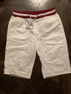 美品　メンズ　ハーフパンツ　ショートパンツ　ホワイト　ウエストゴム