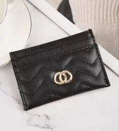 ブラック ジグザグキルティング カードケース