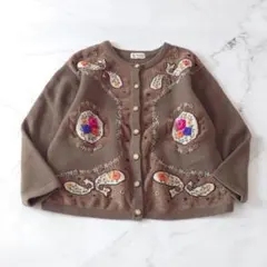b アルトモーダー 花 ペイズリー モチーフ カーディガン ニット 刺繍ビーズ