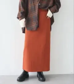 クラフトスタンダードブティック リブロングスカート オレンジ 秋服 シャツにも◯