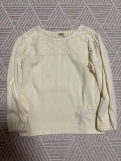 スーリー 120 長袖トップス 花 リボン クリーム系