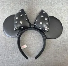 【お値下げ中】スタッズ付き ミニー 耳 ディズニー レザー カチューシャ 黒