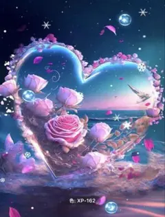 【金曜日までの限定価格】ダイアモンド　スクエア　ピンクのハート&薔薇30×40