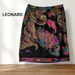n*o様 [LEONARD]レオナール　花柄スカートネイビーシルク100% サイ n*o様 [LEONARD]レオナール 花柄スカートネイビーシルク100% サイ