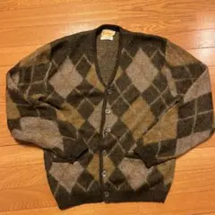 60年代ヴィンテージモヘアカーディガン　アーガイル　サイズL グランジ