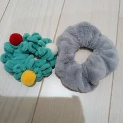 再値下げ★【新品未使用】カラフルヘアゴムセット（リース風・グレー）