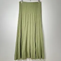 【Mila Owen】グリーンプリーツロングスカート 柔らか楽ちん素材/1(S)