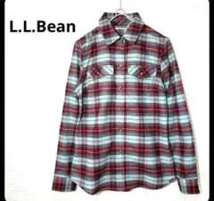 L.L.Bean 赤と青のチェック 長袖ネルシャツ フランネルシャツ