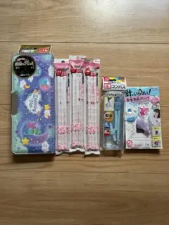 新品未使用　筆箱　えんぴつ　コンパス　名札クリップ　文房具セット