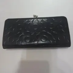 MARY QUANT ブラック 長財布 フラワーエンボス