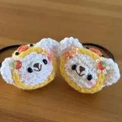 あみぐるみヘアゴム♡真っ白♡くまひよずきんちゃん♡