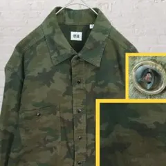 ミリタリー 迷彩 カモフラ レトロ ヴィンテージ風 長袖シャツ ユニクロ カーキ