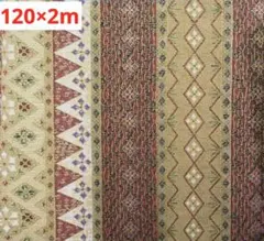 綿プリント生地　茶系×金　120㎝×2m