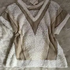 SHIPS ニットベスト ホワイト・ベージュ ONE SIZE