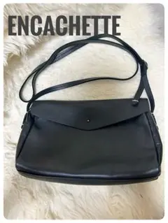 Encachette　アンキャシェット　レザーポーチショルダー　黒　本革