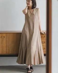 maison de R＊シャンブレープリーツワンピース＊ベージュ＊ショート 