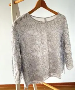 GLOBAL WORK レースブラウス L 淡い水色