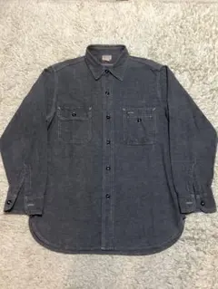 ATLAST&CO シャンブレー　シャツ　ブラック　グレー　炭黒　LOT391のサムネイル