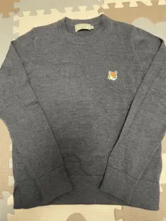 MAISON KITSUNE ウールニット グレー 刺繍 XS