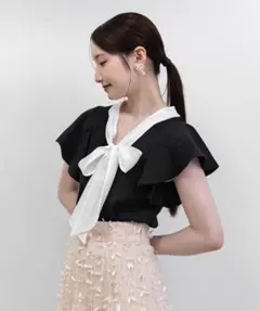 【匿名配送】RANDA リボンボウタイニット ブラックのサムネイル