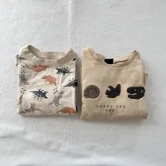 プティマイン 長袖 110cm 2枚セット 恐竜 トレーナー カットソー