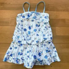 水着　140 女の子　花柄　青、水色、ブルー