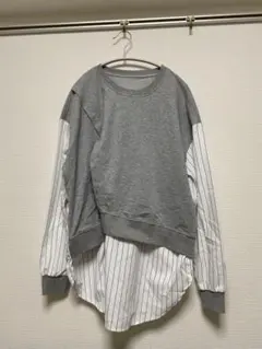 ストライプミックスレイヤードトップス