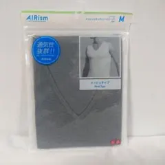 ユニクロ AIRism メッシュ Vネック(ノースリーブ) M グレー