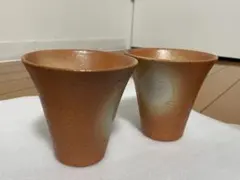 茶色い円錐形湯飲み 2個セット