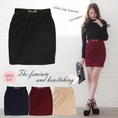 【2015/梅春～春物】シャーリングドレープ＊タイトスカート