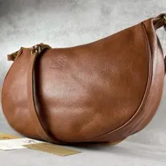 【美品✨】イルビゾンテ ハーフムーン ショルダーバッグ シボ革 ブラウン