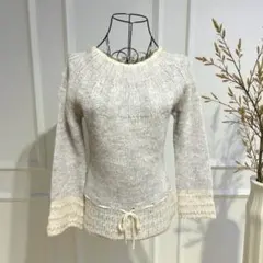 MK MICHEL KLEIN ニット　フレアスリーブ　リブ編み　アルパカ混紡