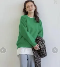 coca クルーネックニットトップス グリーンMサイズ