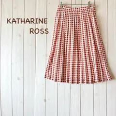 【美品】＊キャサリン ロス＊プリーツスカート ストレッチ ミモレ丈 M オレンジのサムネイル