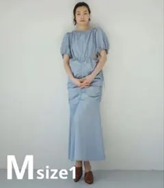 Ray BEAMS RBS /カットアウト ギャザー ワンピース　サックスブルー