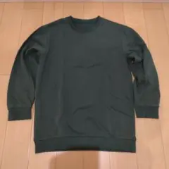 ダークグリーン クルーネック トレーナー