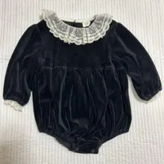 MONBEBE 黒いベルベットロンパース　Ｌサイズ