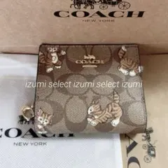 新品未使用‼︎レア‼︎希少‼︎COACHコーチ猫ちゃん柄シグネチャーミニウォレット