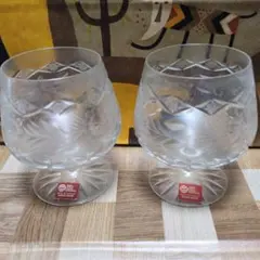 未使用　クリスタル製　ウィスキーグラス 2個セット　ハンガリー製　ハンドメイド