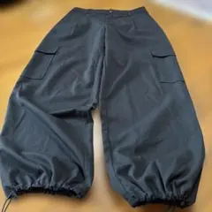ブラック カーゴパンツ 裾ドローコード付きXL