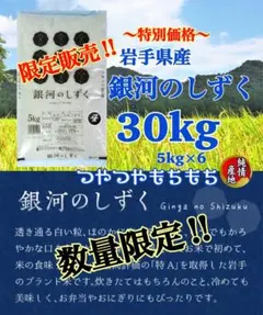 米 8年連続特A! 白米【岩手県産銀河のしずく30kg】 (5kg×6) - メルカリ