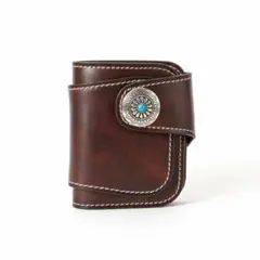 二つ折り財布 ヌメ革 リベット バイカー 本革 アメカジ 古着 kp11-5