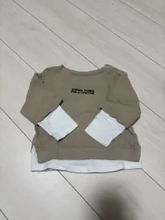ベージュ 重ね着風 長袖トップス