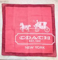 COACH 赤 ハンカチ 馬車 デザイン