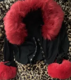 赤　ファー　襟　袖