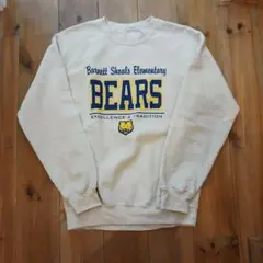 US古着☆スウェットトレーナー☆カレッジプリント☆ベージュ☆裏起毛