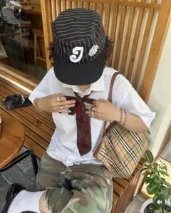 2IDIOTS LABEL ブラックストライプキャップ